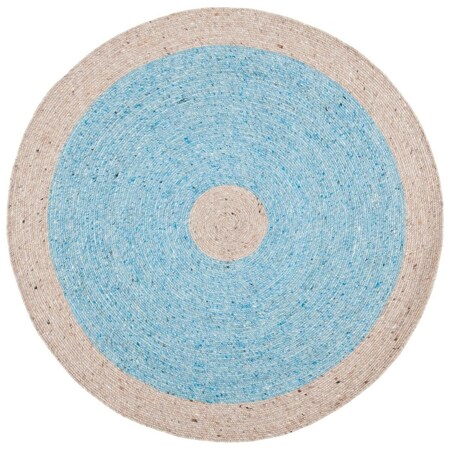 Safavieh 5 x 5 ft. Braided Hand Woven Round Area Rug; Blue & Beige BRD908M-5R